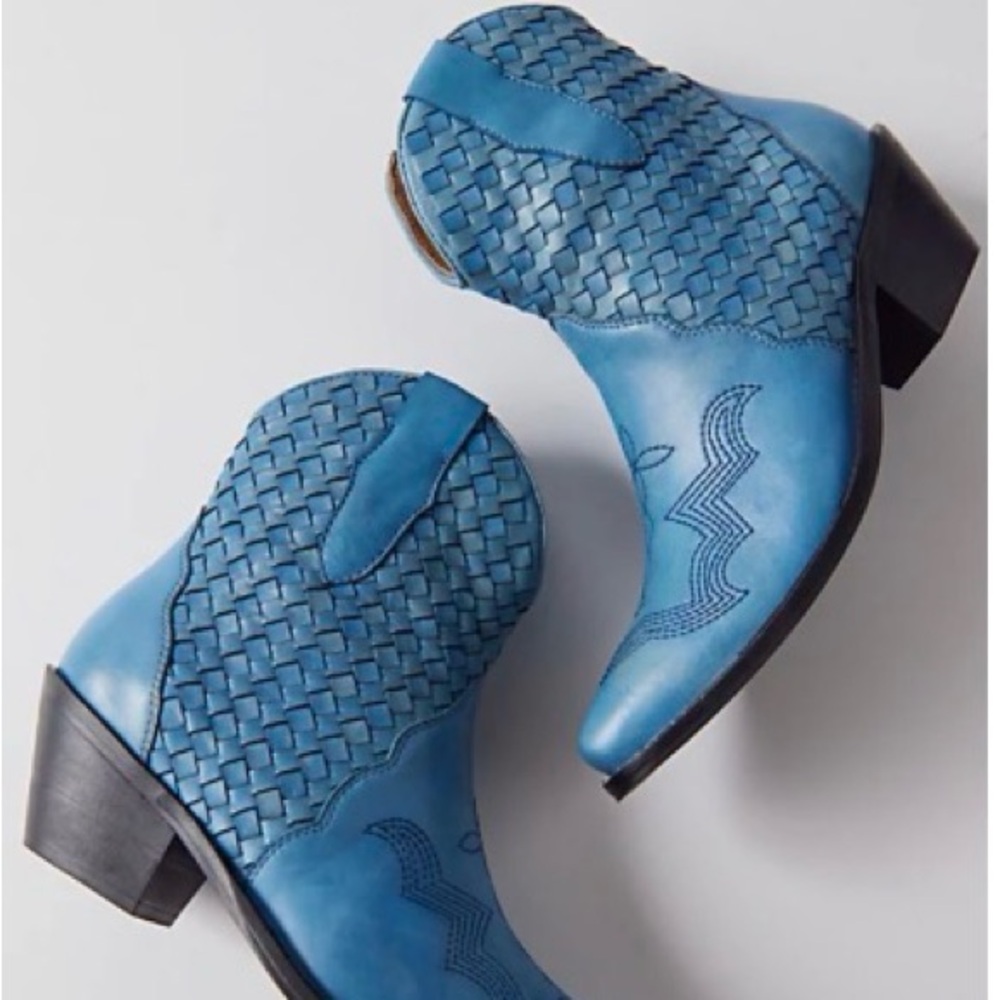 Urban Outfitters Blue Leather Women's Western Cowboy Boots